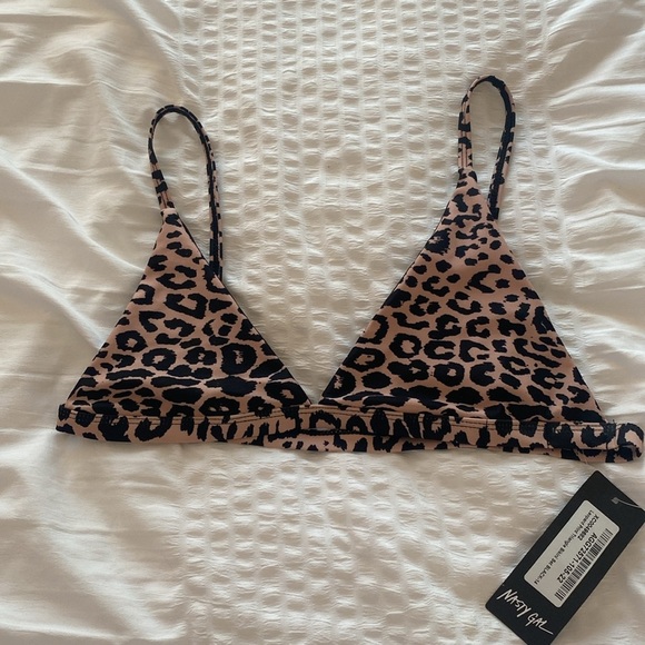 NWT Nasty Gal leopard print triangle bikini top size 10 (Medium) - Picture 3 of 11